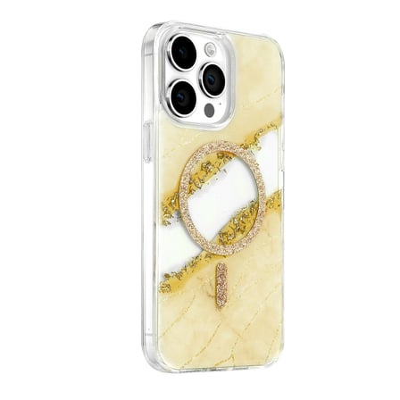 Onegif Apple Uyumlu İphone 15 Pro Max Lotus Simli Magsafe Kapak - Gümüş