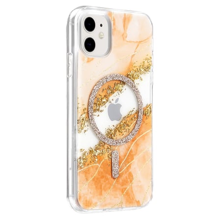 Onegif Apple İphone 11 Lotus Simli Magsafe Kapak - Turuncu