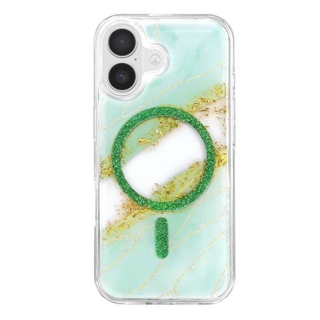 Onegif Apple İphone 17 Lotus Simli Magsafe Kapak - Yeşil