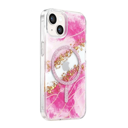 Onegif Apple İphone 14 Lotus Simli Magsafe Kapak - Pembe