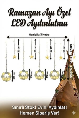 Ramazan Perde LED Işık 3 Metre