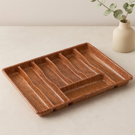 Büyük 7 Bölmeli Çekmece Kaşıklık 50x37 cm Ahşap Renk