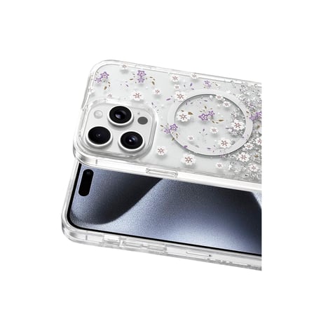 Onegif Apple İphone 15 Pro Max Misk Simli Magsafe Kapak - Desen 2
