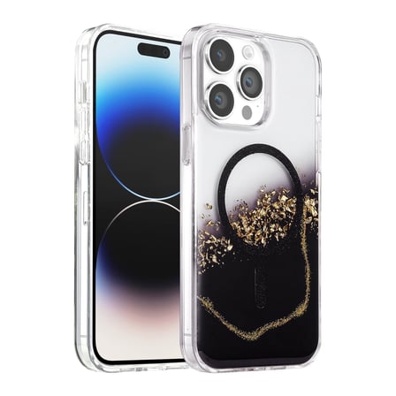 Onegif Apple Uyumlu İphone 15 Pro Max Lotus Simli Magsafe Kapak - Siyah
