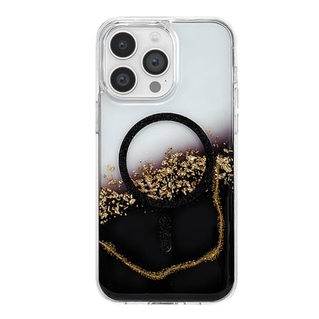 Onegif Apple Uyumlu İphone 15 Pro Max Lotus Simli Magsafe Kapak - Siyah
