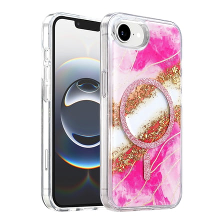 Onegif Apple İphone 17e Lotus Simli Magsafe Kapak - Pembe
