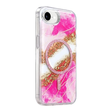 Onegif Apple İphone 17e Lotus Simli Magsafe Kapak - Pembe