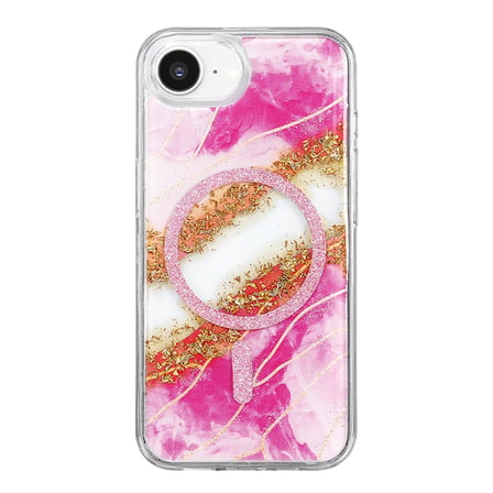 Onegif Apple İphone 17e Lotus Simli Magsafe Kapak - Pembe