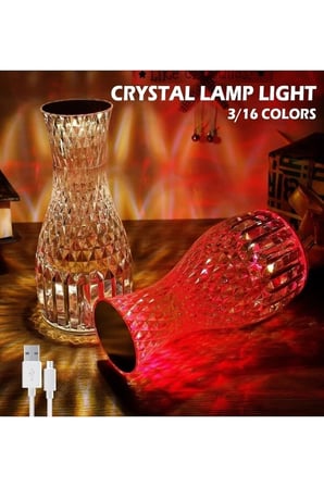 Kristal Masa Lambası Rgb Renk Değiştiren Gece Lambası 16 Renk Ve 4 Mod Dokunmatik Kontrol