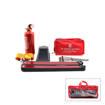 2Lİ Set 4 Gen Çanta 7PCS + 38PCS Oto Trafik Seti + İlk Yardım Seti Yangın TÜPÜ=1KG 2PCS Reflektör Bez Kemer Çekme HALAT=2.9MT Araç Takoz Buz Kazıma Set Çantası