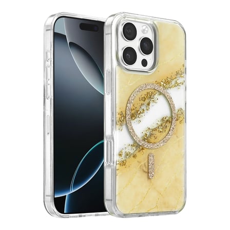 Onegif Apple İphone 16 Pro Max Lotus Simli Magsafe Kapak - Gümüş