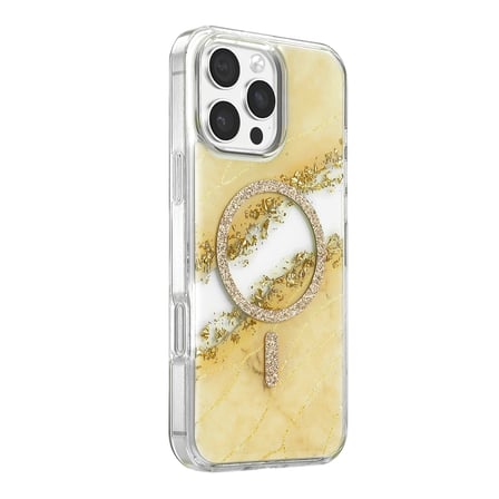 Onegif Apple İphone 16 Pro Max Lotus Simli Magsafe Kapak - Gümüş