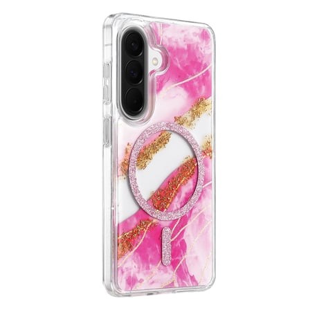 Onegif Samsung Galaxy A56 Lotus Simli Magsafe Kapak - Pembe