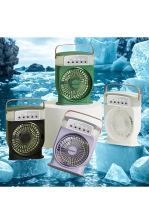Şarjlı 600 Ml Su Hazneli Taşınabilir Masaüstü Vanilatör Güçlü Fan Ve 2000 Mah Pil Yeşil
