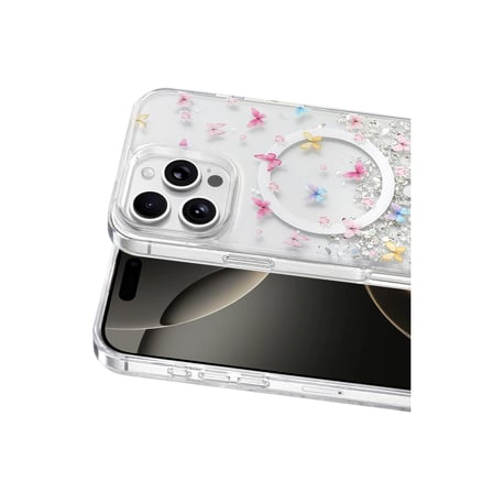 Onegif Apple İphone 16 Pro Max Misk Simli Magsafe Kapak - Desen 4
