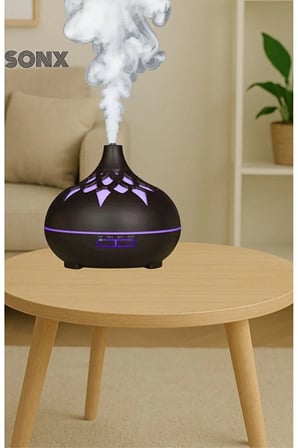 Aroma Difüzör Gece Işığı 7 Led DESENLİ Nemlendirici Kumandalı Buhar Makinesi 550 ml