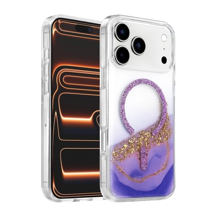 Onegif Apple İphone 17 Pro Max Lotus Simli Magsafe Kapak - Mor