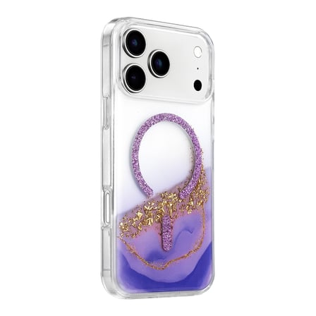 Onegif Apple İphone 17 Pro Max Lotus Simli Magsafe Kapak - Mor