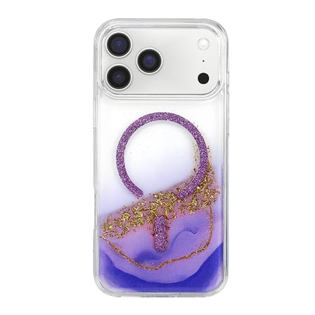 Onegif Apple İphone 17 Pro Max Lotus Simli Magsafe Kapak - Mor