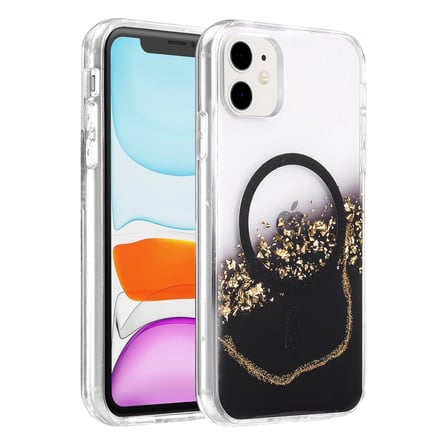 Onegif Apple İphone 11 Lotus Simli Magsafe Kapak - Siyah