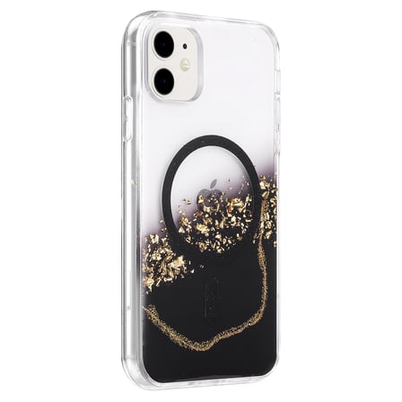 Onegif Apple İphone 11 Lotus Simli Magsafe Kapak - Siyah