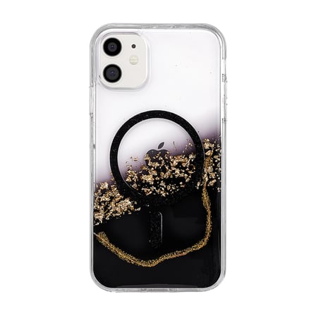 Onegif Apple İphone 11 Lotus Simli Magsafe Kapak - Siyah