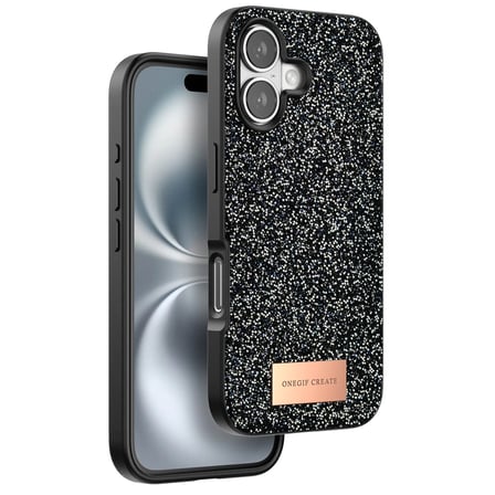 Onegif Apple Uyumlu İphone 16 Bright Simli Kapak - Siyah