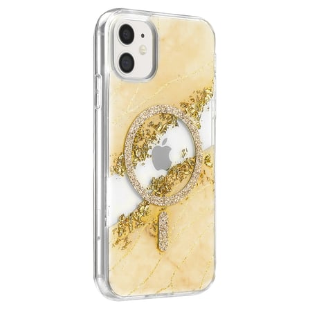 Onegif Apple Uyumlu İphone 11 Lotus Simli Magsafe Kapak - Gümüş
