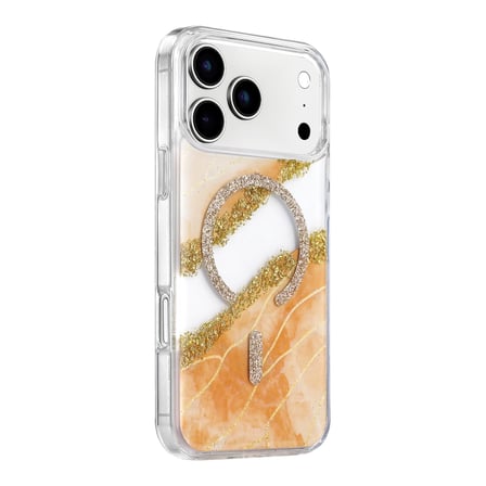 Onegif Apple İphone 17 Pro Max Lotus Simli Magsafe Kapak - Turuncu