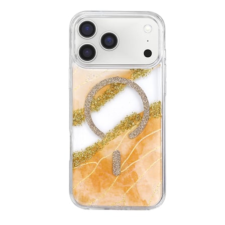 Onegif Apple İphone 17 Pro Max Lotus Simli Magsafe Kapak - Turuncu