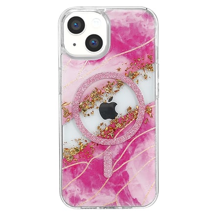 Onegif Apple İphone 15 Lotus Simli Magsafe Kapak - Pembe