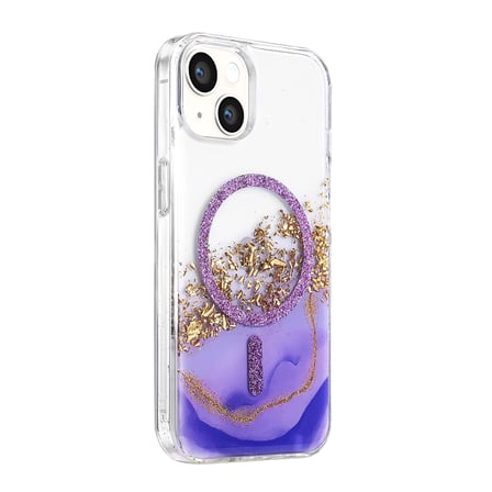 Onegif Apple Uyumlu İphone 15 Lotus Simli Magsafe Kapak - Mor