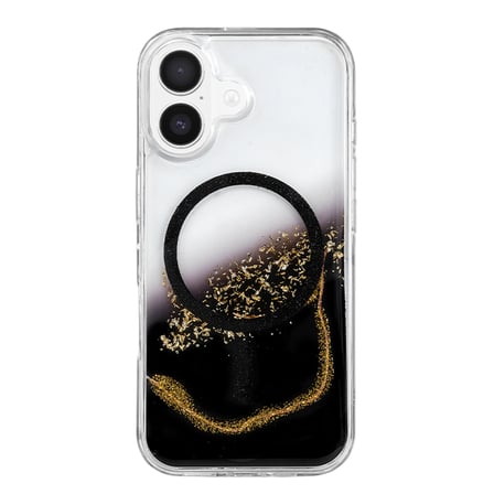 Onegif Apple Uyumlu İphone 16 Lotus Simli Magsafe Kapak - Siyah