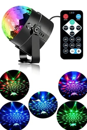 Kumandalı Sese Duyarlı Çok Renkli LED Disko Topu - Lazer Işıklı Parti Küresi