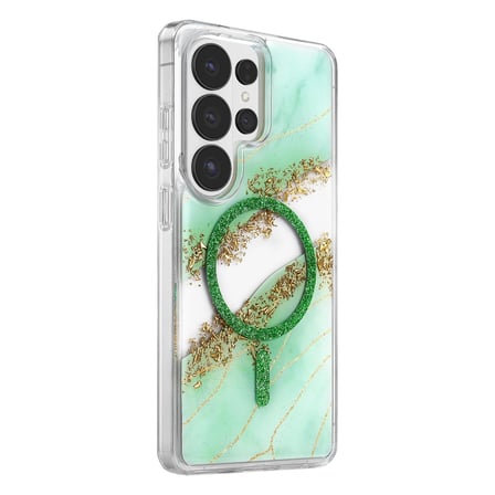 Onegif Samsung Uyumlu Galaxy S26 Ultra Lotus Simli Magsafe Kapak - Yeşil