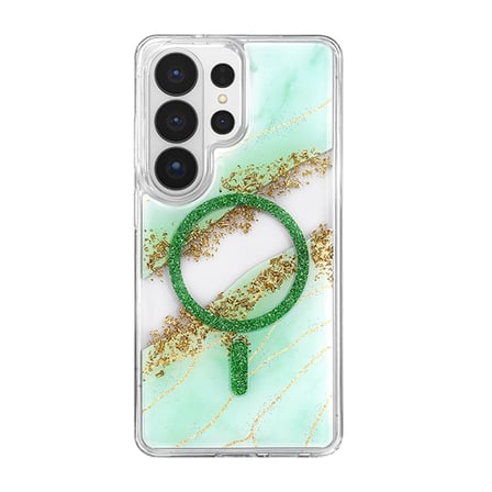 Onegif Samsung Uyumlu Galaxy S26 Ultra Lotus Simli Magsafe Kapak - Yeşil