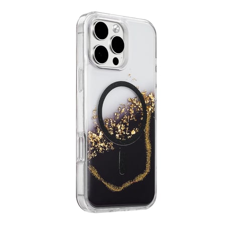 Onegif Apple Uyumlu İphone 16 Pro Max Lotus Simli Magsafe Kapak - Siyah