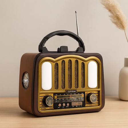 Şarjlı Bluetooth FM Radyo Hoparlör (USB/TF MP3, Nostaljik İbreli)