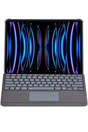 Apple T5509D iPad Pro 12.9 (2022) Kılıf Palermo Ledli Klavyeli Standlı Tablet Kılıfı - Siyah