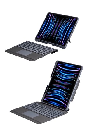 Apple T5509D iPad Pro 12.9 (2022) Kılıf Palermo Ledli Klavyeli Standlı Tablet Kılıfı - Siyah