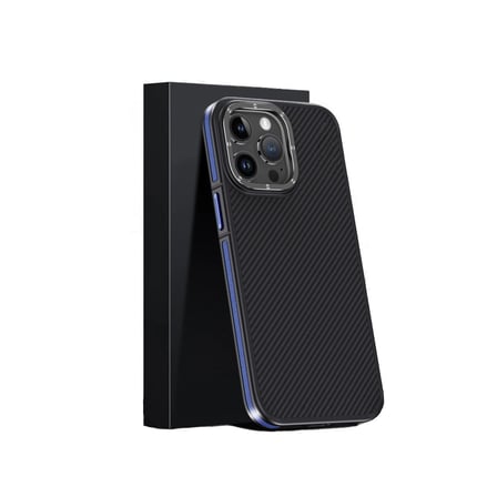 Joko Apple Uyumlu İphone 15 Pro Max Kılıf Aramid 600d Kevlar Karbon Fiber Magsafe Kapak - Lacivert