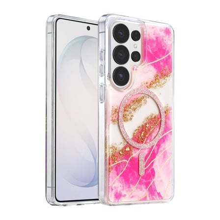 Onegif Samsung Uyumlu Galaxy S26 Ultra Lotus Simli Magsafe Kapak - Pembe