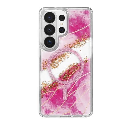 Onegif Samsung Uyumlu Galaxy S26 Ultra Lotus Simli Magsafe Kapak - Pembe