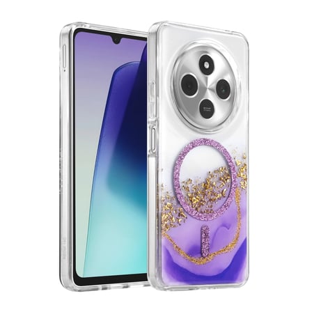 Onegif Xiaomi Uyumlu Redmi 14c Lotus Simli Magsafe Kapak - Mor