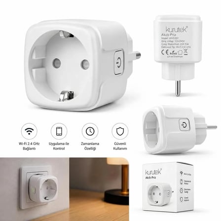 Akıllı Priz WiFi 16A 3680W – Uzaktan Kontrol, Enerji Takipli