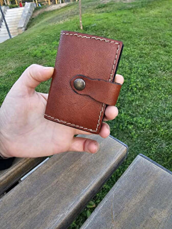 Hakiki Deri Akordiyon Cüzdan Kartlık