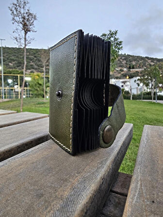 Hakiki Deri Akordiyon Cüzdan Kartlık