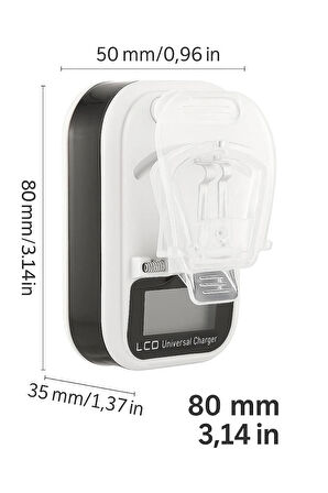  LED Ekranlı Evrensel Li-Ion Batarya Şarj Cihazı + USB Girişli