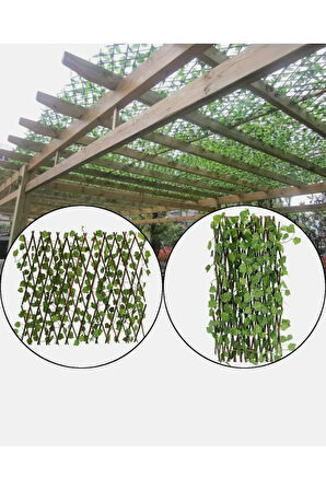 yapay çit 60x300 cm ,açılır kapanır Ahşap Dekoratif Bahçe duvar çıtı 2 adet
