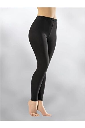 Kadın Siyah Yüksek Bel Gündelik Siyah Rahat Doku Penye Uzun Tayt